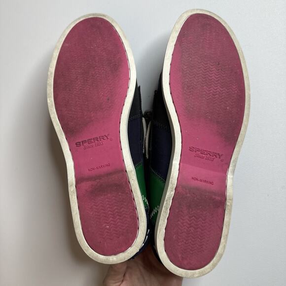 Sperry Original 2 EYE Bionic Boat Shoe Navy/Pink/Green Women's US Size 7.5 GUC - Picture 9 of 14